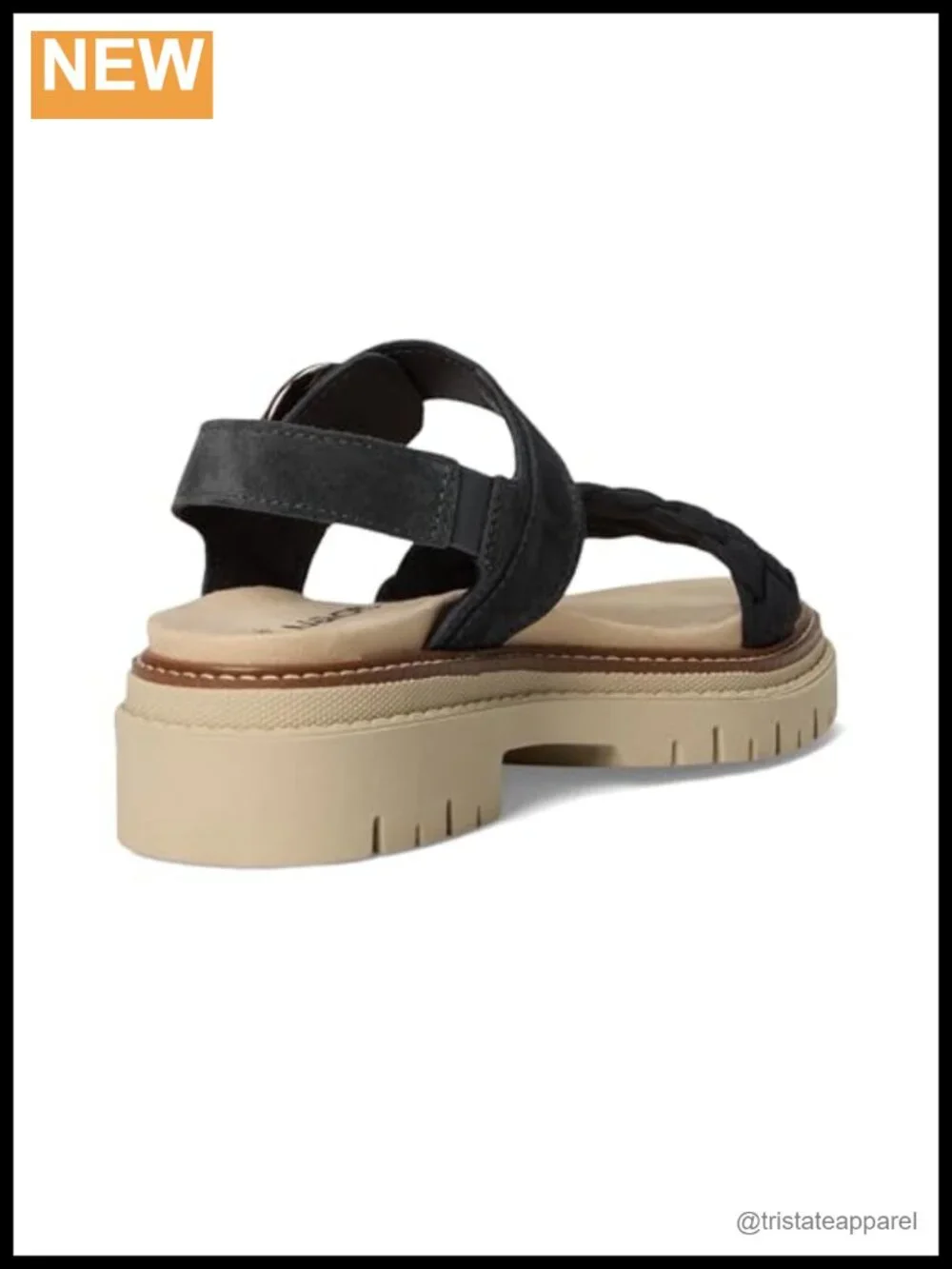 Suede Backstrap Sandal Braided Buckle Block Heel Open Toe Platform